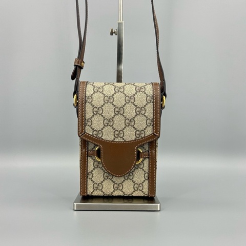 GUCCI 古馳 1955老花拼皮竪款手機斜挎包 97新
