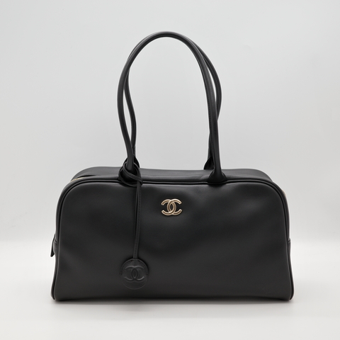 （99 新🌟 閒置品） Chanel 香奈兒 保齡球包 36cm 黑色 牛皮 金扣 肩背包 手提包