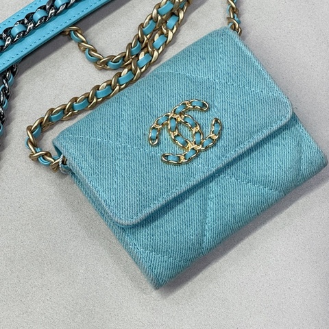Chanel香奈兒 19woc mini牛仔包 斜挎鏈條包 31開有卡
