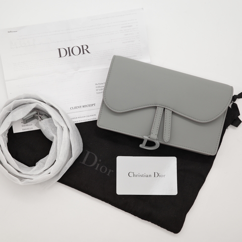 （全新♥️可送禮）Dior 迪奧 Saddle Pouch 霧霾藍 霧霾灰 霧面牛皮 馬鞍 腰帶 腰包
