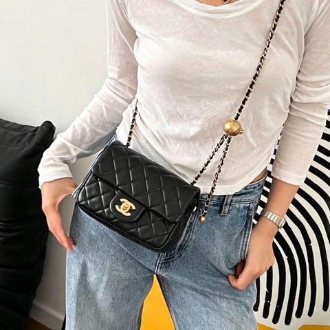 CHANEL香奈兒黑金金球方胖子 芯片款近新閒置🈶購證