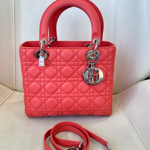 DIOR 迪奥13年五格戴妃  珊瑚橘红色 附件肩带