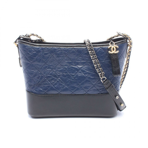 香奈兒 Gabrielle de Chanel 大號 Hobo 鏈單肩包 小牛皮 海軍藍 黑色