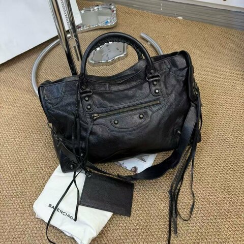Balenciaga巴黎世家 經典黑色中號機車包單肩包手提包斜挎包