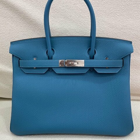 Hermès Birkin 30 7C珊瑚藍 Togo皮 銀扣