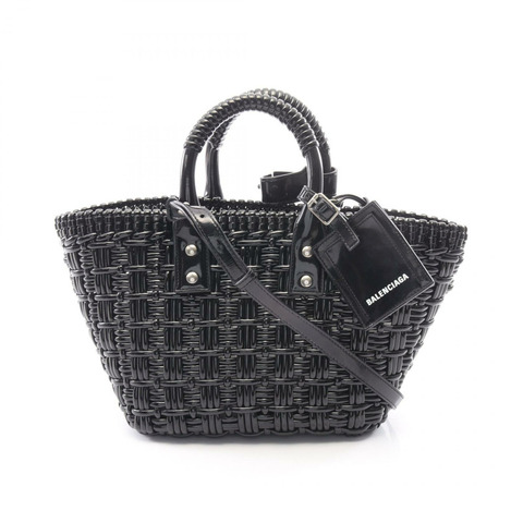 巴黎世家 (BALENCIAGA) BISTRO XS Bistro 籃子包 2WAY 手提包 671342 黑琺瑯 二手 女款
