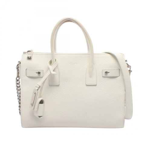 SAINT LAURENT PARIS Sac de Jour Baby 2WAY 手提包 白色皮革 二手 女士