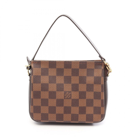 路易威登 Damier Ebene 帆布化妝包 N51982 PVC塗層帆布皮革棕色二手女士