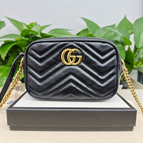 GUCCI古馳 馬蒙 黑色 黑金相機斜挎包