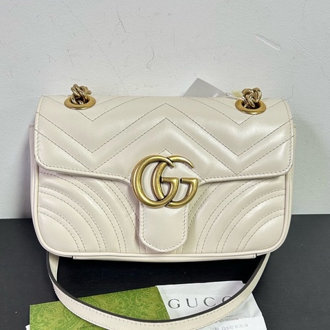 Gucci古馳 馬蒙22白色新款 黑標038 尺寸22x13x6