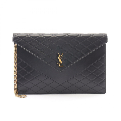 SAINT LAURENT PARIS Gabby 商務手拿包 685596 黑色真皮二手女士