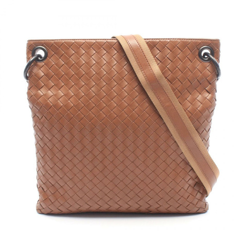 BOTTEGA VENETA 棕色皮革編織肩包（二手女款）