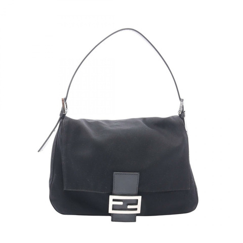 FENDI Mamma 水桶肩包，黑色皮革面料，二手女款