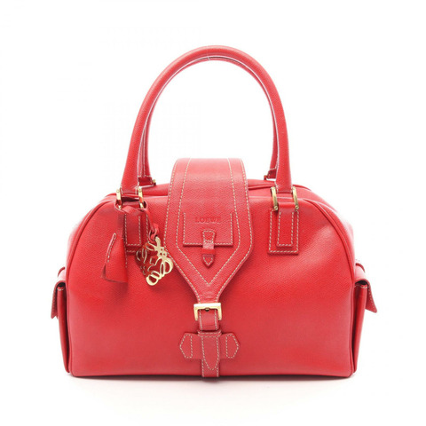 LOEWE Traveler Bowling 手提包，紅色真皮，二手女款