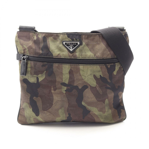 PRADA TESSUTO CAMOUFL 肩挎包 VA035M 尼龍 Saffiano 皮革 卡其色