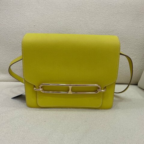 Hermès Roulis 23 豬鼻子包 檸檬黃 Evercolor皮 金扣
