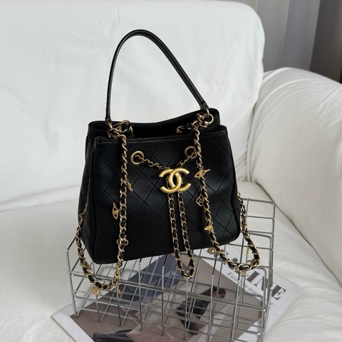 香奈兒Chanel黑金 埃及系列小水桶包手提包單肩包斜挎包