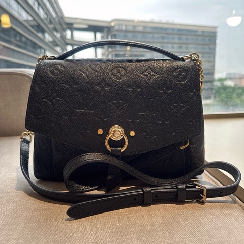 路易威登/Louis Vuitton LV Blanche BB 黑色壓紋牛皮單肩包郵差包手提包斜挎包