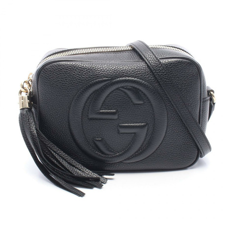 GUCCI SOHO Disco Interlocking G 肩背包 308364 黑色皮革 二手