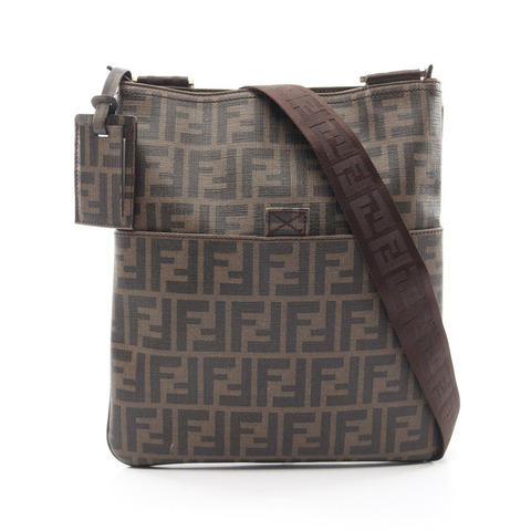 FENDI Zucca 肩斜背包 7VA207 PVC塗層帆布 棕色 黑色 二手