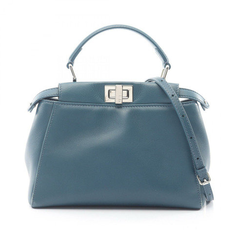 FENDI 迷你 Peekaboo 單肩斜背包 8BN244 皮革 藍色 二手 女士