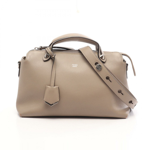 FENDI BY THE WAY 中型單肩斜背包，米色皮革，二手女款