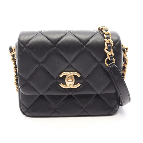 香奈兒 (CHANEL) 絎縫鏈條肩背斜背包 AS2733 羊皮黑色 二手 金色五金