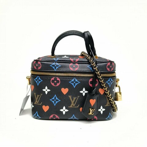 LV Vanity化妝包小號黑色PVC金扣晶片撲克系列肩背包