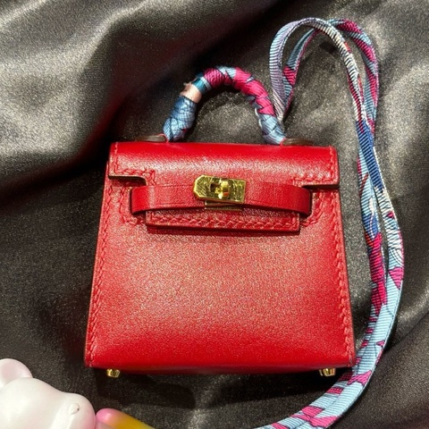 Hermès 愛馬仕Hermes Kelly twilly 包掛車掛 tad皮金扣