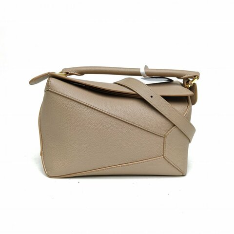 LOEWE Puzzle24幾何包小號棕色牛皮革肩背包