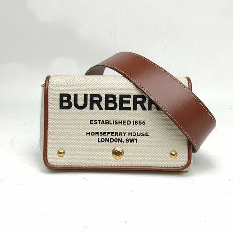Burberry Note郵差包horseferry印花焦糖色帆布金扣肩背包
