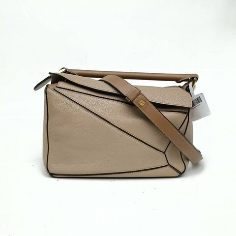 LOEWE Puzzle24幾何包小號棕色牛皮革肩背包
