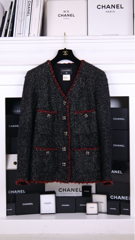 Chanel 11年拜占庭系列黑金细闪琉璃扣四口袋外套