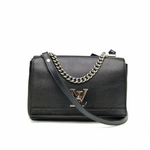 LV LockmeIIBB22黑色牛皮革銀扣2016肩背包
