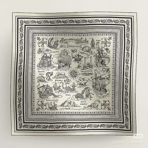 Hermes 黑白水手紋身140 Cashmere 披肩