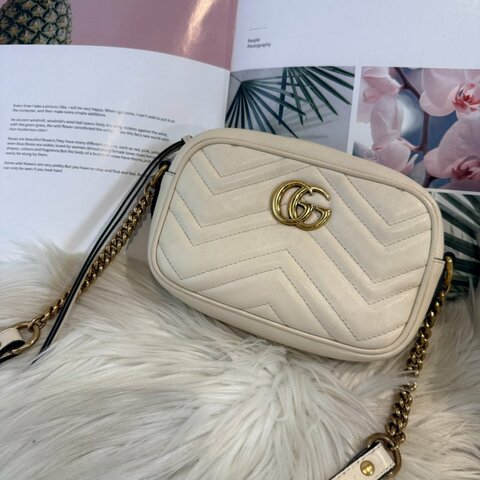Gucci Marmont mini 奶油白 相機包