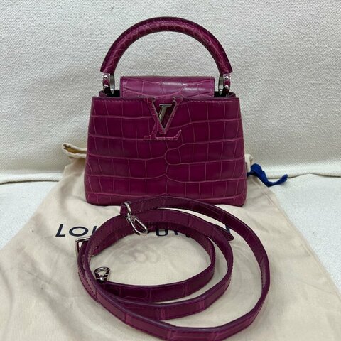 Louis Vuitton Capucines Mini 火龍果紫 鱷魚皮 銀扣
