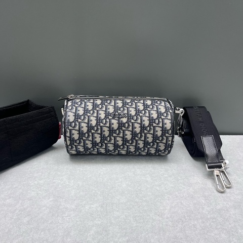 Dior迪奧roller老花圓筒單肩包98新