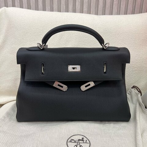 Hermès Sac Maxi Kelly 42 黑色 Togo皮 銀扣