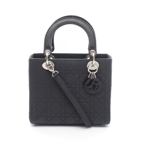 Dior LADY DIOR Christian Dior Cannage 2WAY 手提包 黑色皮革二手女款