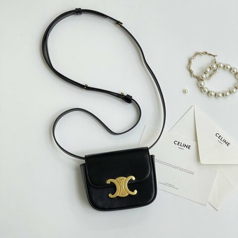 CELINE CLAUDE亮澤牛皮革迷你手袋