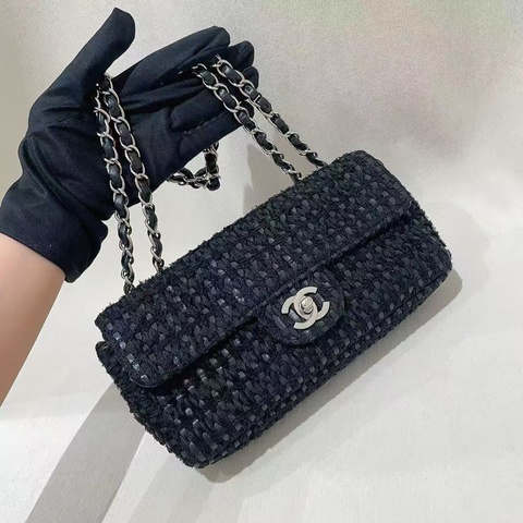 Chanel香奈兒編織翻蓋中古法棍包鏈條包