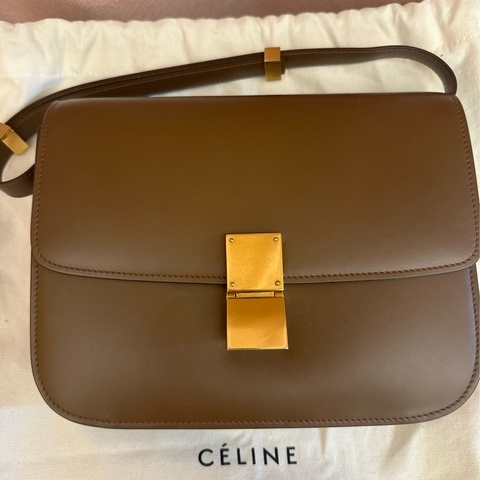 Celine classic box 棕色復古金 經典斜背肩背包