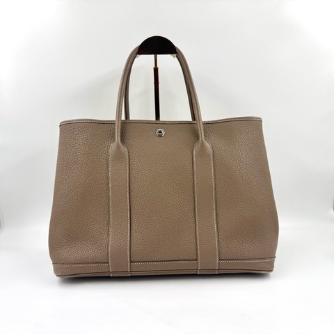 HERMES🩶大象灰牛皮Garden Party GP36托特包