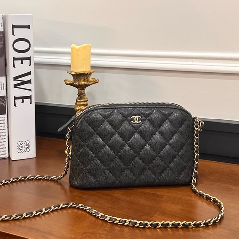 CHANEL 貝殼包 荔枝黑 AP4016 /晶片款