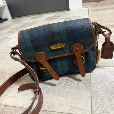 POLO RALPH LAUREN綠格紋包 斜背包 復古 古著