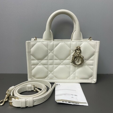 98♥️Dior Book Tote mini 奶白色大藤格