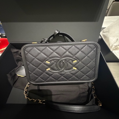 二手 Chanel VanityCase 黑金21公分