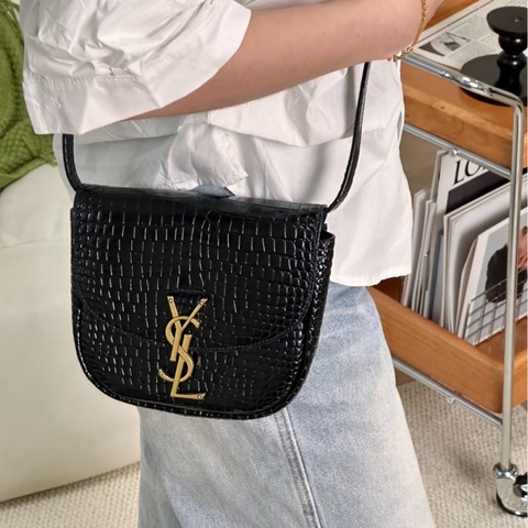【幾千get黑鱷魚🖤🐊精緻實用👍🏻】YSL kaia 鰐魚壓紋 馬鞍包