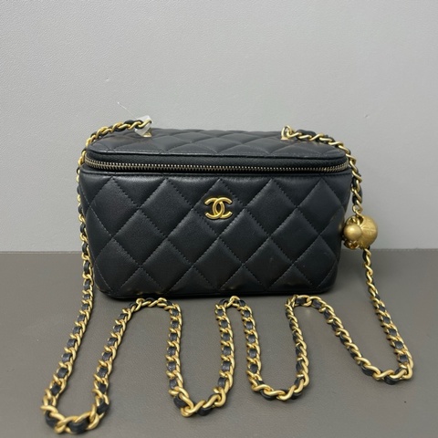 【震撼撿漏價💰全網最低價💫】Chanel/香奈兒 褐色羊皮長盒子 金球手提盒子包 經典保值款